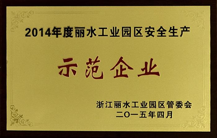 2014年度丽水工业园区安全生产示范企业